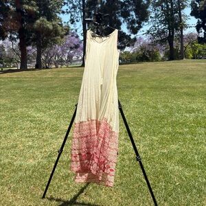 Free People Cream and Red Maxi Dress